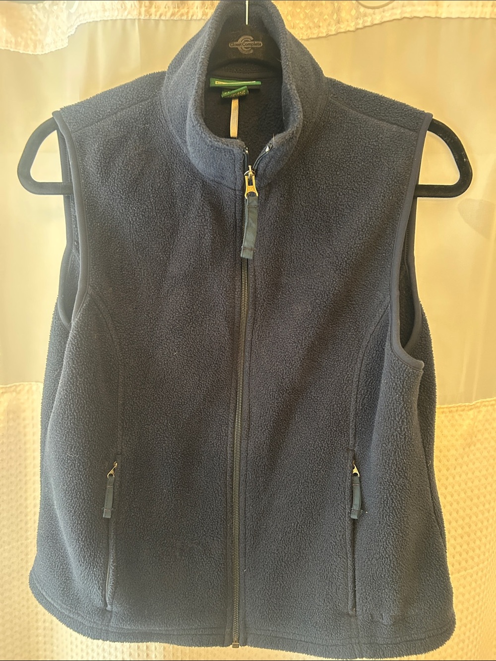 LL Bean Classic Navy Blue Full-Zip Fleece Hiking Ski Layering Tech Vest
